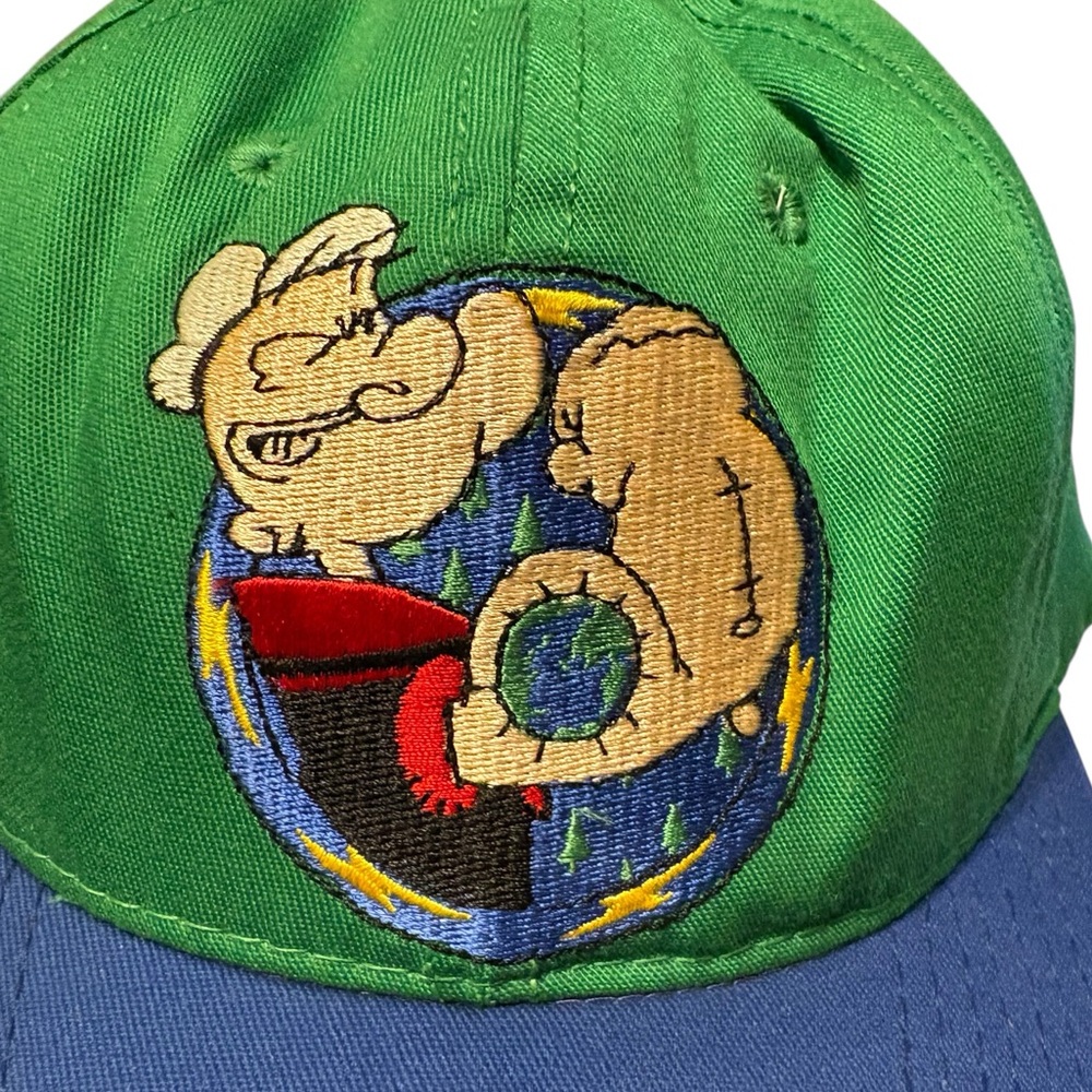 Vintage Embroidered Popeye The Sailor Man Green And Blue Baseball Cap, One Size - Picture 7 of 7